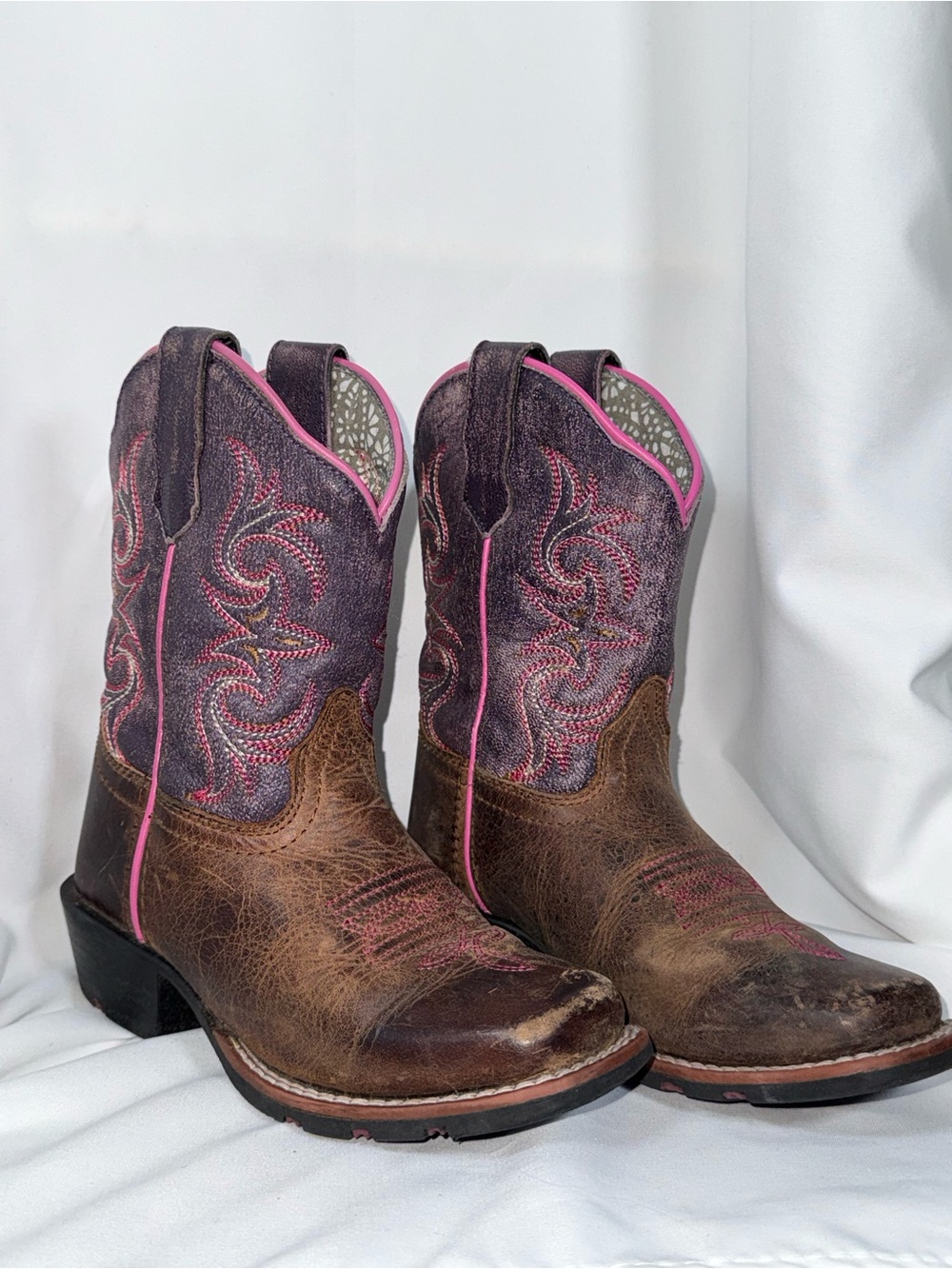 Dan Post Purple Leather Kids' Western Boot Accents